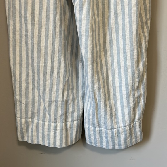 MADEWELL Tie Waist Huston Pull On Crop Pants Wide Leg Stripe Blue White Sz M - Picture 11 of 14